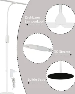 NETTLIFE Lampadaire LED Salon dimmable- 158CM Moderne réglables Lampadaire tactile 9W avec minuterie & fonction mémoire