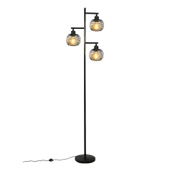 NETTLIFE Lampadaire Salon Vintage - e27 3 flammes 25W noir industriel Lampe sur pied 152CM avc interrupteur à pied