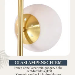 NETTLIFE Lampadaire salon moderne, tissu gris or, E27, 156cm