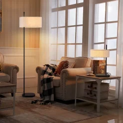 NETTLIFE Lampadaire salon lampadaire vintage 154cm noir E27 lampadaires avec interrupteur au pied