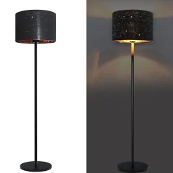 NETTLIFE Lampadaire salon moderne - 40W E27, noir or, tissu, design étoile, 144cm