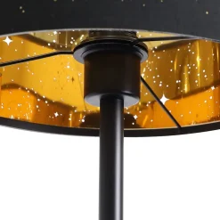 NETTLIFE Lampadaire salon moderne - 40W E27, noir or, tissu, design étoile, 144cm