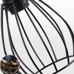 Nettlife lampadaire salon lampadaire noir : lampadaire bois métal industriel e27 lampadaire 2 lumières 152cm (sans ampoule)