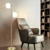 NETTLIFE Lampadaire Salon Moderne - Gold Design Lampadaire E27 Douille Lampe de sol avec interrupteur à pied -166cm