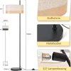 Nettlife Lampadaire Vintage Salon - Lampe sur Pied Tissu Blanc E27 Interrupteur à Pied, Rustique Rétro pour Chambre (Sans Ampoule)