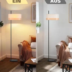 Nettlife Lampadaire Vintage Salon - Lampe sur Pied Tissu Blanc E27 Interrupteur à Pied, Rustique Rétro pour Chambre (Sans Ampoule)