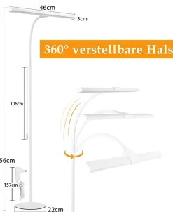 NETTLIFE Lampadaire vintage salon, bois, métal noir, E27, 151cm