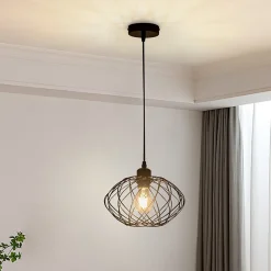 NETTLIFE Lampe à suspension Lampe à suspension noire industrielle - Lampe à suspension Métal Vintage E27 Lampe à suspension Rétro