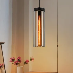 NETTLIFE Lampe à Suspension Pour Table à Manger En Verre Noir Mat Rétro 1 Flamme E27