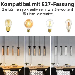 NETTLIFE Lampe à Suspension Pour Table à Manger En Verre Noir Mat Rétro 1 Flamme E27