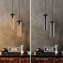 NETTLIFE Lampe à Suspension Pour Table à Manger En Verre Noir Mat Rétro 1 Flamme E27