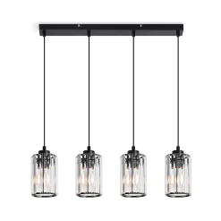 NETTLIFE Lampe à Suspension Pour Table à Manger En Cristal Noir Moderne 4 Flammes E27