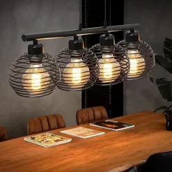 NETTLIFE Lampe à suspension noire rétro E27 métal industriel