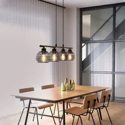 NETTLIFE Lampe à suspension noire rétro E27 métal industriel