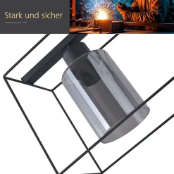 NETTLIFE Lampe à suspension noire 3 flammes en verre vintage E27 lampe à suspension réglable en hauteur