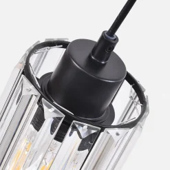 NETTLIFE Lampe à Suspension Pour Table à Manger En Cristal Noir Moderne 3 Flammes E27