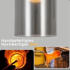 NETTLIFE Lampe à Suspension 1er Vintage Pour Table à Manger Gris Fumé G9, Ovale Hauteur Réglable