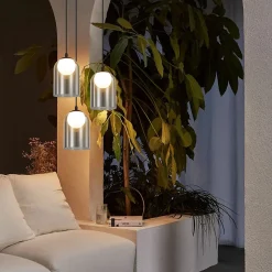 NETTLIFE Lampe à Suspension 1er Vintage Pour Table à Manger Gris Fumé G9, Ovale Hauteur Réglable