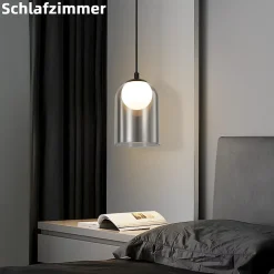 NETTLIFE Lampe à Suspension 1er Vintage Pour Table à Manger Gris Fumé G9, Ovale Hauteur Réglable