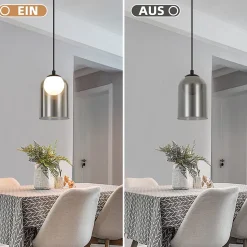 NETTLIFE Lampe à Suspension 1er Vintage Pour Table à Manger Gris Fumé G9, Ovale Hauteur Réglable