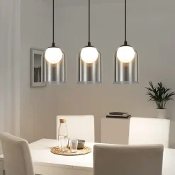 NETTLIFE Lampe à Suspension 1er Vintage Pour Table à Manger Gris Fumé G9, Ovale Hauteur Réglable