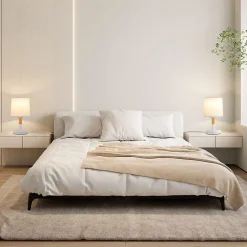 NETTLIFE Lampe de chevet Set de 2 lampes de table Salon - en bois E27 Douille Bedside Lamp Chambre à coucher Blanc