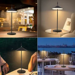 Nettlife lampe de chevet tactile sans fil led lampe de table noire dimmable 1800mha rechargeable avec usb, led, ip44