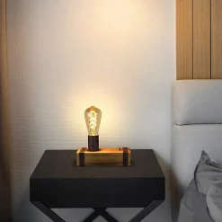 Nettlife Lampe de chevet vintage E27, modèle industriel 20cm, prise intégrée, sans ampoule