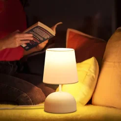 NETTLIFE Lampe de chevet avec câble lampe de table en tissu blanc lit de chambre moderne avec câble sans ampoule