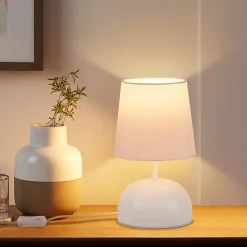 NETTLIFE Lampe de chevet avec câble lampe de table en tissu blanc lit de chambre moderne avec câble sans ampoule