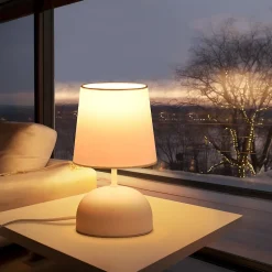 NETTLIFE Lampe de chevet avec câble lampe de table en tissu blanc lit de chambre moderne avec câble sans ampoule