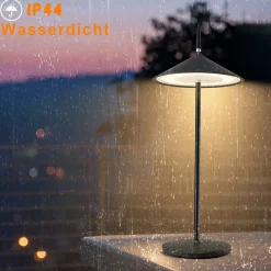 Nettlife lampe de chevet sans fil, lot de 2, tactile, led noire, dimmable, 1800 mha, rechargeable par usb, led ip44