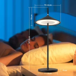 Nettlife lampe de chevet sans fil, lot de 2, tactile, led noire, dimmable, 1800 mha, rechargeable par usb, led ip44