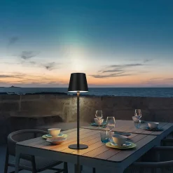 Nettlife Lampe de chevet sans fil, LED RGB 2600mAh, lampe de table extérieur rechargeable, tactile, dimmable, noire, TYPE-C/USB