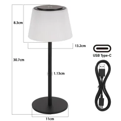 Nettlife lampe de chevet sans fil à led, rechargeable par usb, tactile, intensité variable, noire, 3600 mha