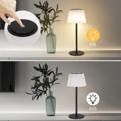 Nettlife lampe de chevet sans fil à led, rechargeable par usb, tactile, intensité variable, noire, 3600 mha