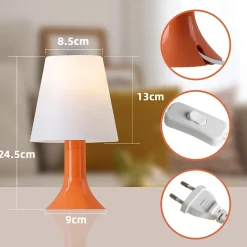 NETTLIFE Lampe de chevet lampe de table de salon avec câble - lampe de table lot de 2 petites lampes E14 orange moderne