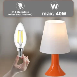 NETTLIFE Lampe de chevet lampe de table de salon avec câble - lampe de table lot de 2 petites lampes E14 orange moderne