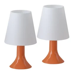 NETTLIFE Lampe de chevet lampe de table de salon avec câble - lampe de table lot de 2 petites lampes E14 orange moderne