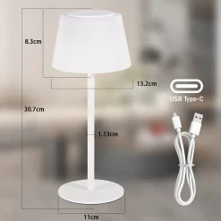 Nettlife lampe de chevet sans fil à led, tactile, à intensité variable, rechargeable par usb, blanche, 3 600 mah.