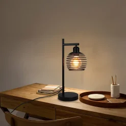 Nettlife Lampe de chevet vintage E27, noir, métal industriel, max. 40W, sans ampoule