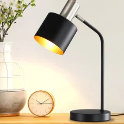 NETTLIFE Lampe de Chevet Vintage Câble E27 Noir Or Lampe de Bureau Lampe de Lecture Pivotante