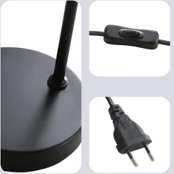 NETTLIFE Lampe de Chevet Vintage Câble E27 Noir Or Lampe de Bureau Lampe de Lecture Pivotante