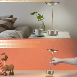 Nettlife lampe de chevet sans fil à piles - lampe de table led tactile à intensité variable avec batterie rechargeable usb