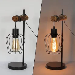 Nettlife Lampe de chevet vintage 1 flamme, métal et bois, E27, interrupteur inclus, sans ampoule
