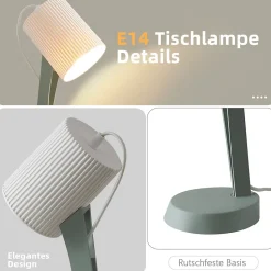 NETTLIFE Lampe de chevet lampe de table de salon avec câble lot de 2 petites lampes 37,4 cm vert E14 lampes de table modernes