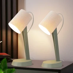 NETTLIFE Lampe de chevet lampe de table de salon avec câble lot de 2 petites lampes 37,4 cm vert E14 lampes de table modernes