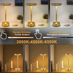 Nettlife lampe de chevet sans fil à piles - lampe de table led tactile à intensité variable avec batterie rechargeable usb