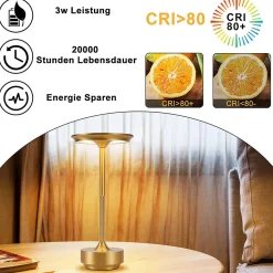 Nettlife lampe de chevet sans fil à piles - lampe de table led tactile à intensité variable avec batterie rechargeable usb