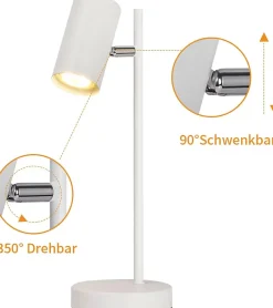 NETTLIFE lampe de chevet chambre lampe de table blanc pivotant 350 GU10 métal bureau